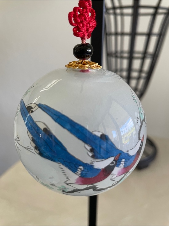 Willitts Design Other - Willitts Design Hand-Painted Glass Hanging Orb with Blue Birds